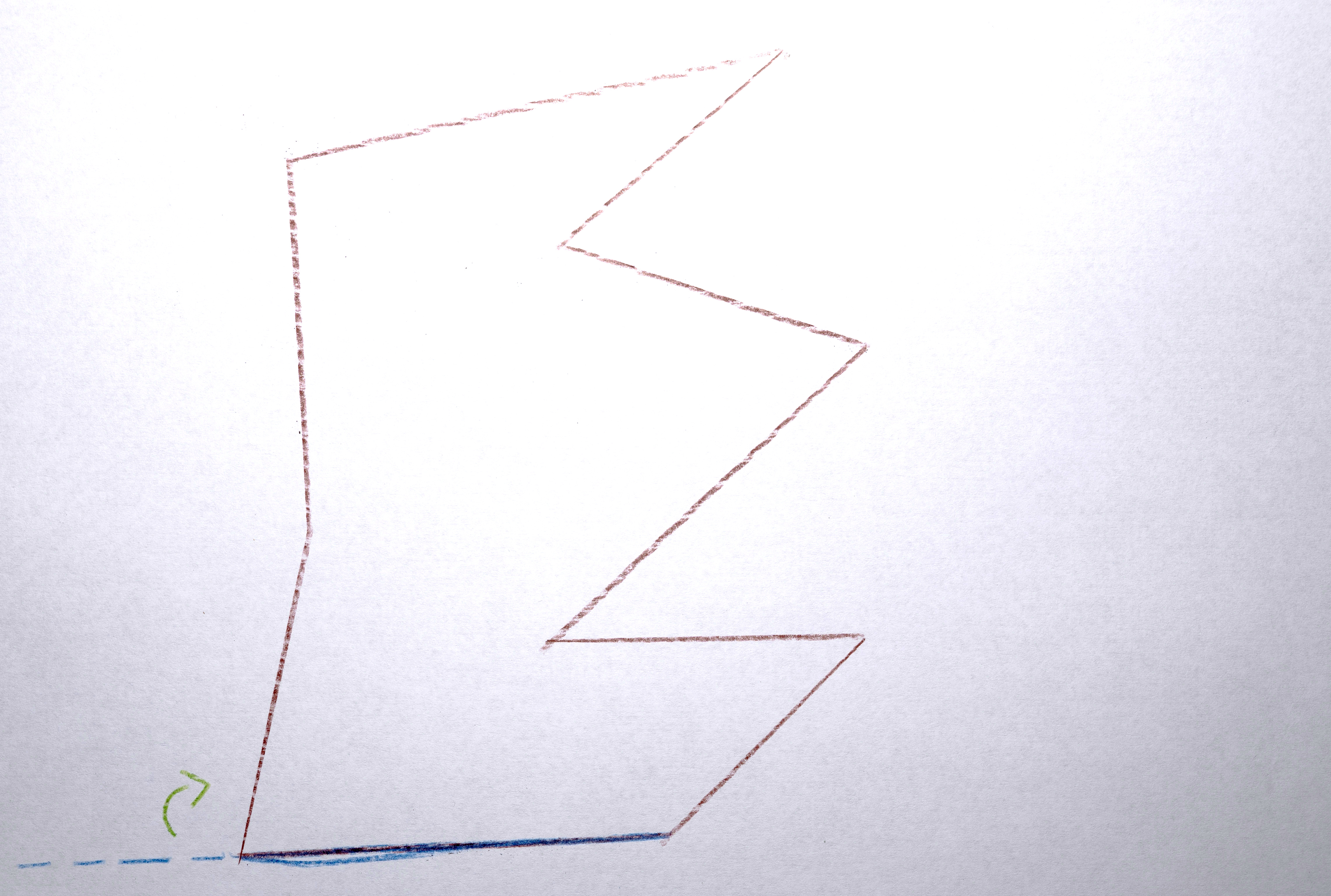 Rotate that line around the convex corner until it hits another vertex.