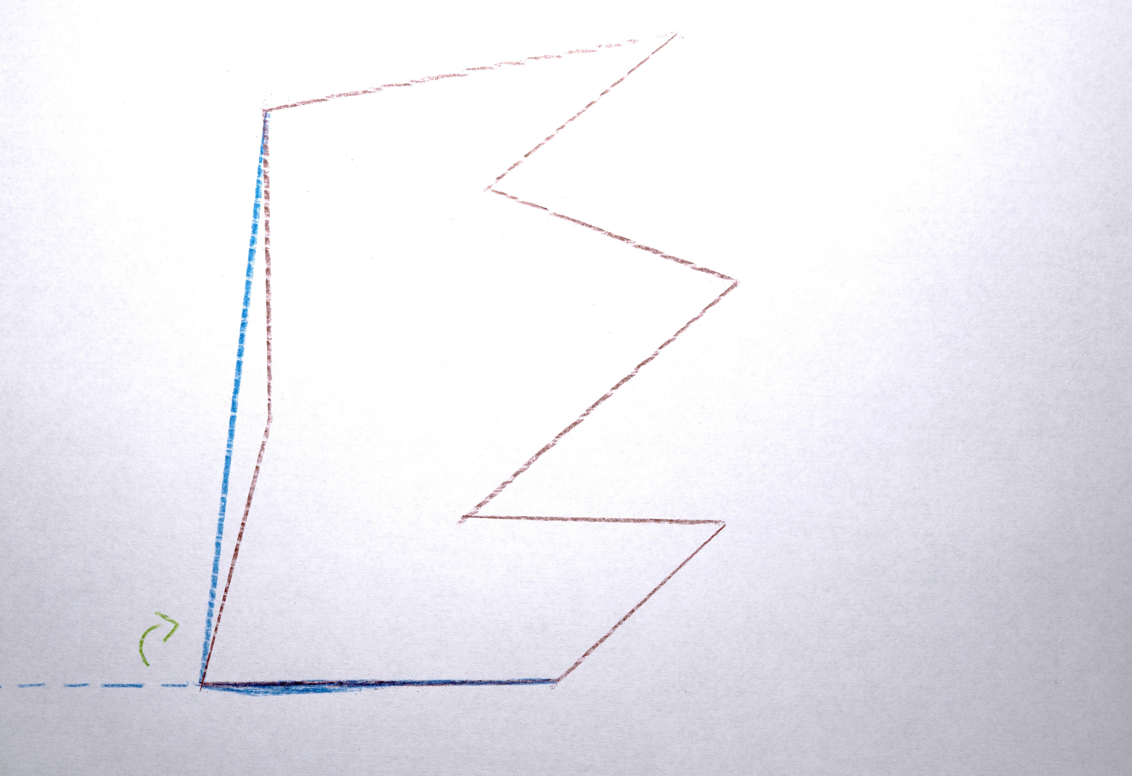 Once it hits another vertex, draw a line connecting the two.