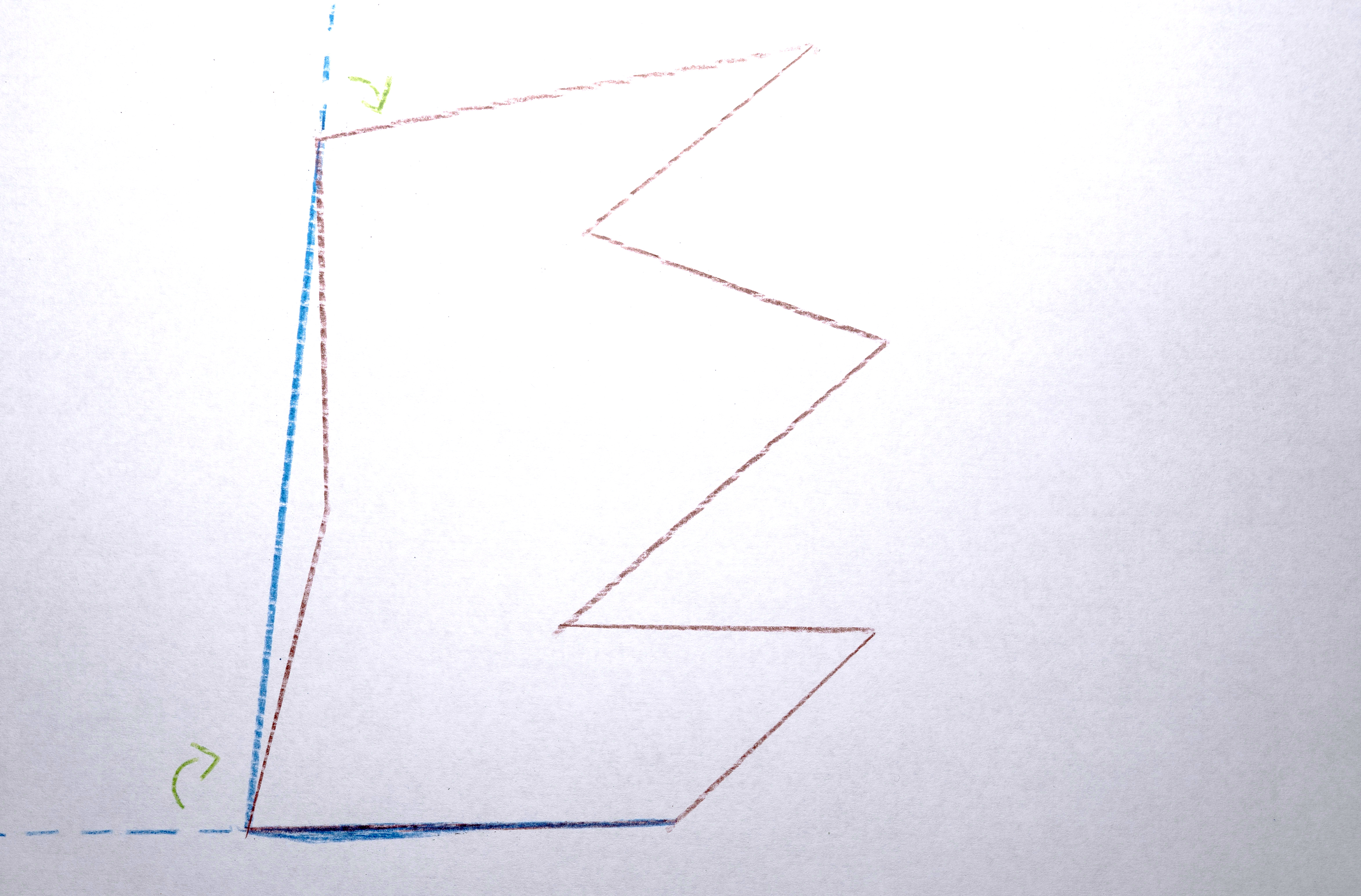 Rotate that line around the new vertex until it hits another vertex.